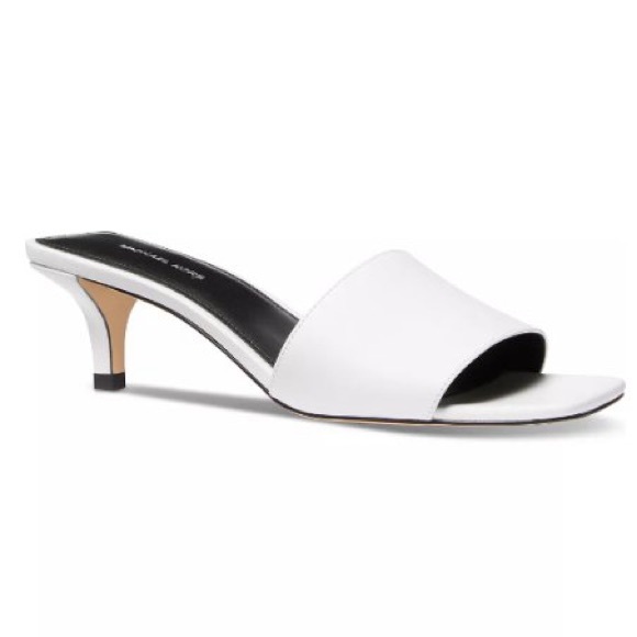 Michael Kors Shoes - New MICHAEL Michael Kors Merriam Leather Kitten Heel Sandal -Optic White US 7